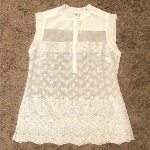 Cabi White Lace Prudence Top